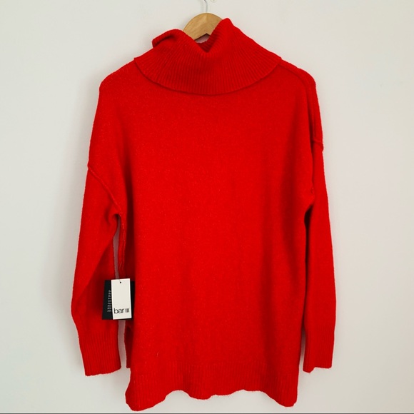 Bar III Stretch Red Sweater Turtleneck - Picture 3 of 5